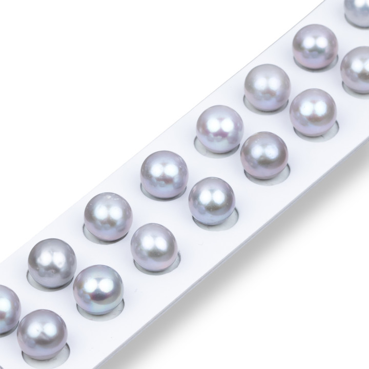 Perle di Fiume 1 Foro Tondo (AAAA) 10,0-10,5mm 10 Paia Grigio