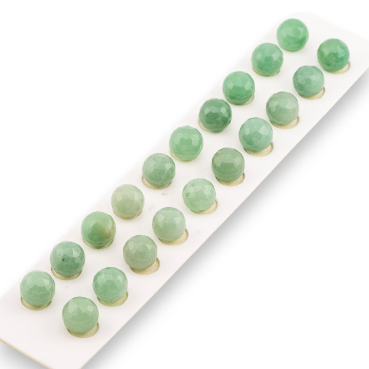 Perline Mezzo Foro Avventurina Verde Tondo Sfaccettato 12mm 20pz