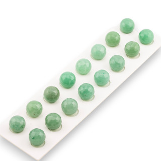 Χάντρες Half Hole Green Aventurine Στρογγυλές Faceted 14mm 16τεμ