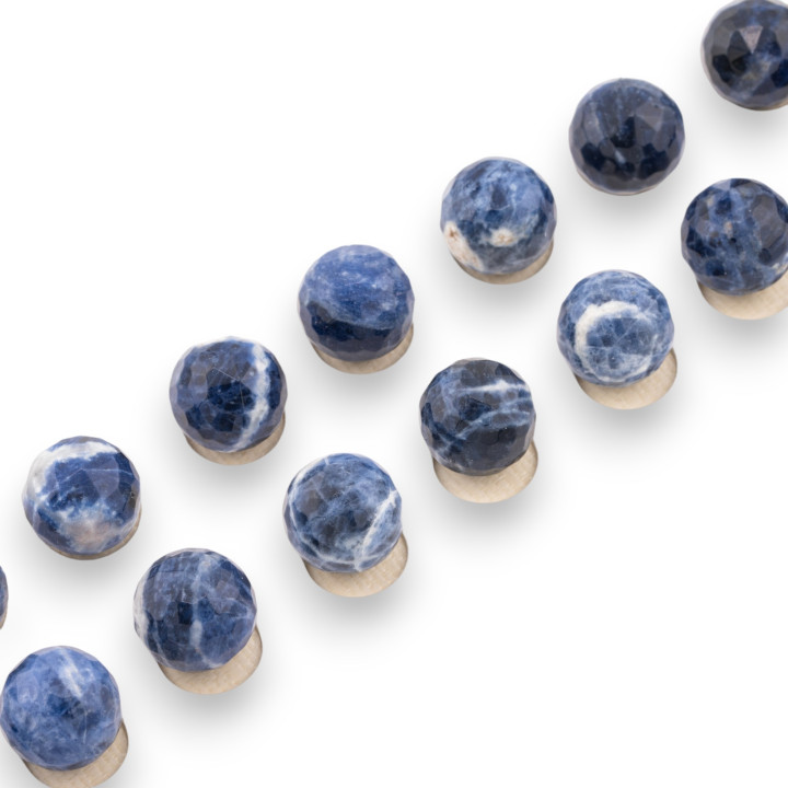 Perles Rondes à Facettes Demi Trou Sodalite 12mm 20pcs