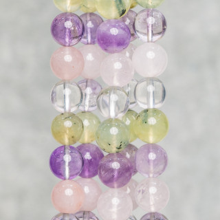 Πολύχρωμος Quartz Prenite Amethyst Rose Quartz Smooth Round Rock Crystal 08mm