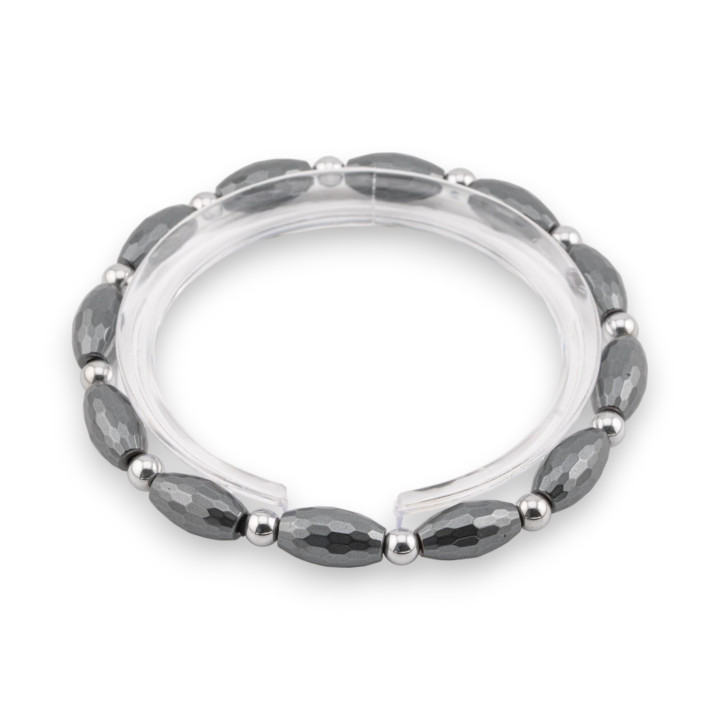 Bracelet Élastique Hématite 6mm Argent Hématite Ligne Homme