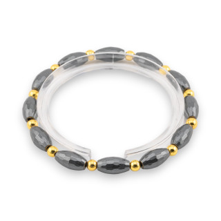 Bracciale Elastico Di Ematite 6mm Linea Uomo Ematite Dorato