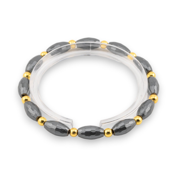 Bracciale Elastico Di Ematite 6mm Linea Uomo Ematite Dorato