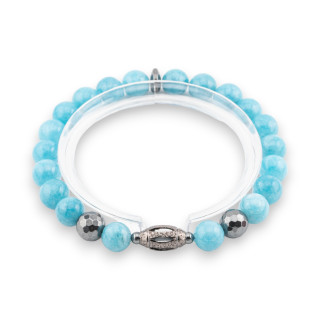 Elastic Bracelet Of Hard Stones 8mm With Hematite And Diamond Cendrale Men's Line Angelite