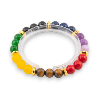 Bracelet Élastique De Pierres Semi-précieuses De 8mm Avec Hématite Facettée Ligne Homme Dorto Mix 1