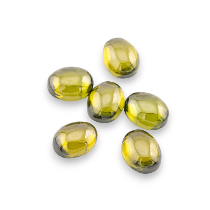 Cabochon Ovale Lisse Zircon 6x8mm 6pcs Vert