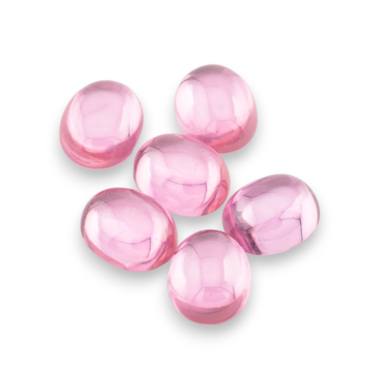 Cabochon Zircon Ovale Lisse 8x10mm 6pcs Rose