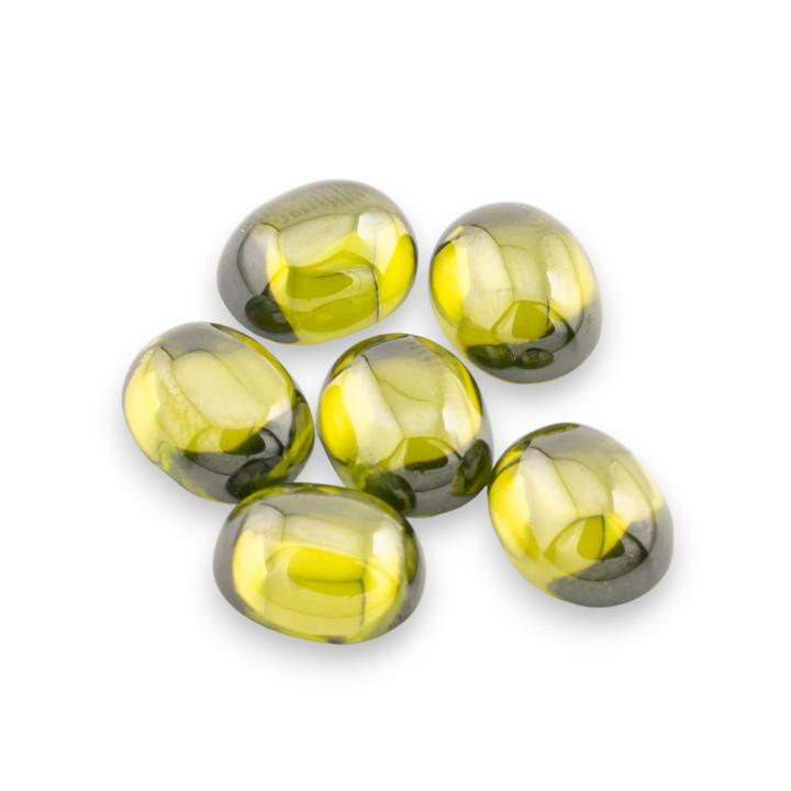 Smooth Oval Zircon Cabochon 9x11mm 6pcs Green