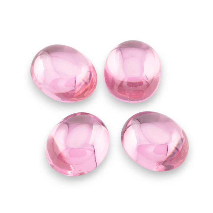 Cabochon Ovale Liscio Di Zircone 10x12mm 4pz Rosa