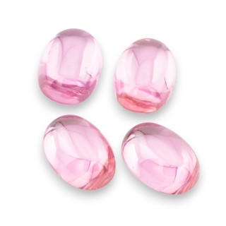 Glatter, ovaler Zirkon-Cabochon, 10 x 14 mm, 4 Stück, Rosa