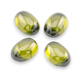 Cabochon Ovale Liscio Di Zircone 10x14mm 4pz Verde