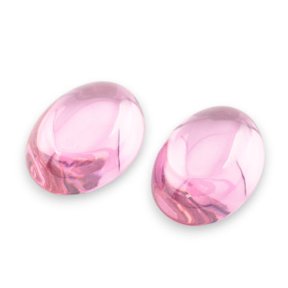 Glatter, ovaler Zirkon-Cabochon, 13 x 18 mm, 2 Stück, Rosa