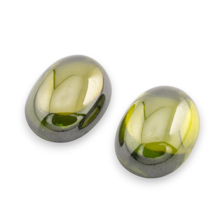Cabochon Zircon Ovale Lisse 13x18mm 2pcs Vert