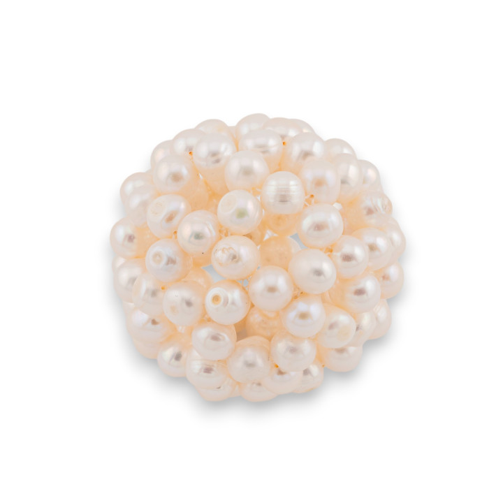 Componente Centrale Di Perle Di Fiume Intrecciate A Mano Diametro Sfera 55mm 1pz