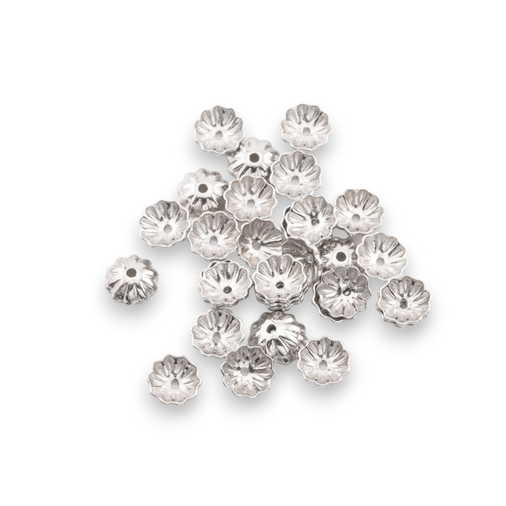 Coppette Di Argento 925 Fiore 5mm Confezione 5gr Rodiato