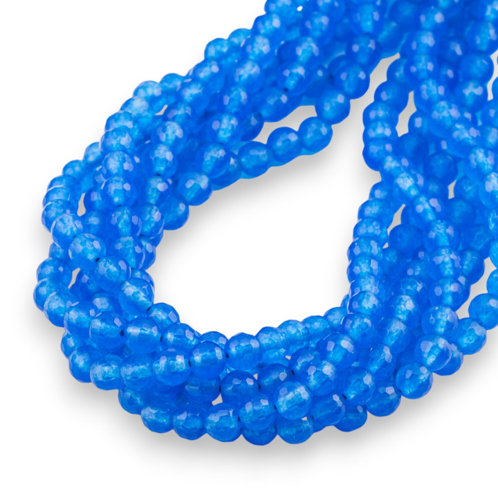 Icy Jade Blue Round Faceted Beads 6mm