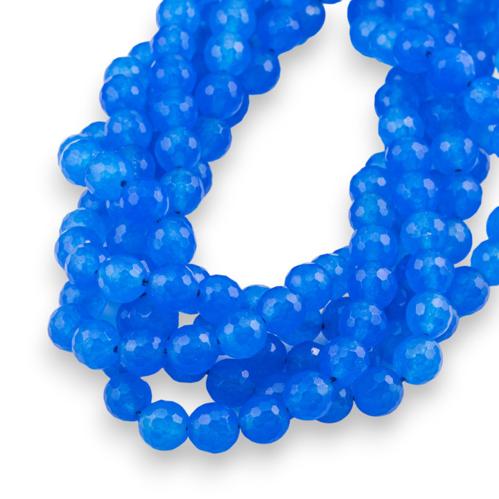 Icy Jade Blue Round Faceted Beads 8mm