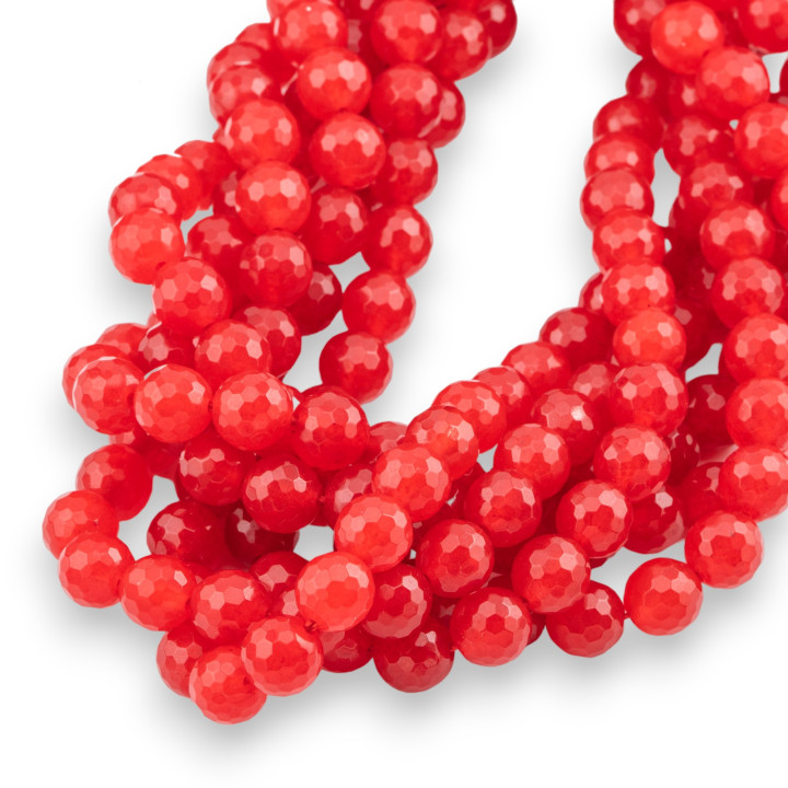 Icy Jade Red Round Faceted Beads 8mm