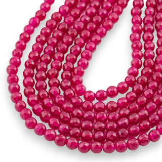 Jade glacé (Jade glacé) Perles rondes à facettes rubis 6 mm