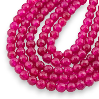 Ice Jade (Icy Jade) Ruby Faceted Round Beads 8mm