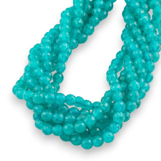 Jade glacé (Jade glacé) Perles rondes à facettes turquoise 6mm