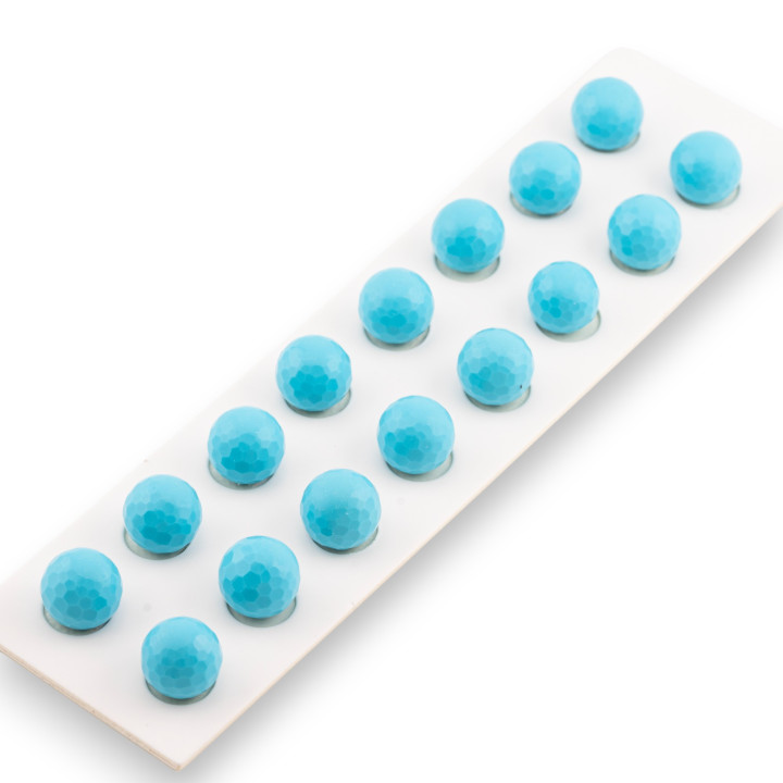 Cuentas redondas facetadas de pasta de turquesa con medio agujero, 14 mm, 16 piezas