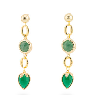 Boucles d'oreilles clous en bronze avec cristaux CZ 13x66 mm vert