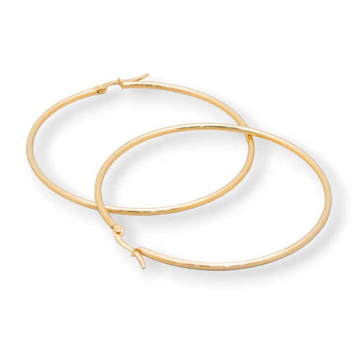 Pendientes Aros Acero Liso 60mm 3 Pares Dorado