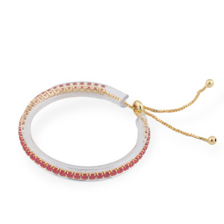 Brass Tennis Bracelet With Zircons Square 3mm Gold Ruby