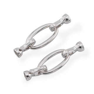 Cierre de Bronce 12x44mm Copas de 6mm 10uds Chapado en Rodio