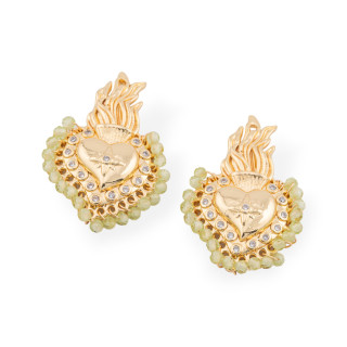 Κεντρικό Πολυσύρμα Χάλκινο Εξάρτημα Με Ημιπολύτιμες Πέτρες και Ζιργκόν 18x30mm 4τμχ Golden CZ Peridot