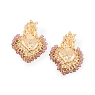 Componente Centrale Multifilo Di Bronzo Con Pietre Dure E Zirconi 18x30mm 4pz Dorato CZ Violet