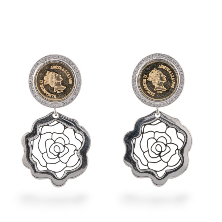 Aretes de moneda de bronce con componente MOD3