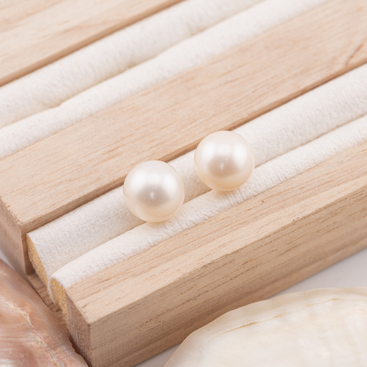 River Pearls 1 Hole Round (AAAA) 10.0-10.5mm 1 Pair White