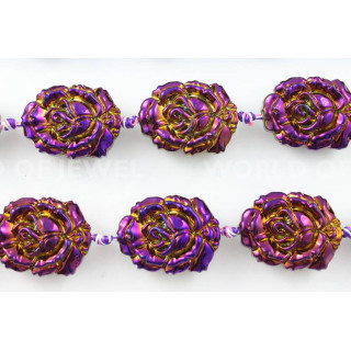 Roses en cristal émaillé 24x32mm 11pcs Violet boréal