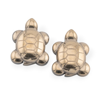 Connettore Componente Pendente Di Ematite Tartaruga 21x38mm 2pz