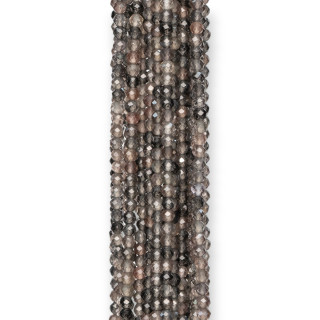 Cuenta Redonda De Cuarzo Gris Facetada Talla Diamante 2mm