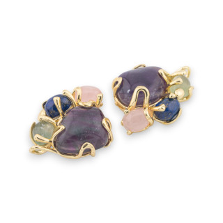 Composant Central Bronze Collection AURORA Avec 4 Pierres Naturelles 26x31mm Doré MOD10