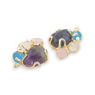 Central Bronze Component AURORA Collection With 4 Natural Stones 26x31mm Golden MOD11