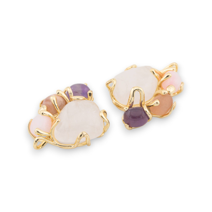 Composant Central Bronze Collection AURORA Avec 4 Pierres Naturelles 26x31mm Doré MOD16