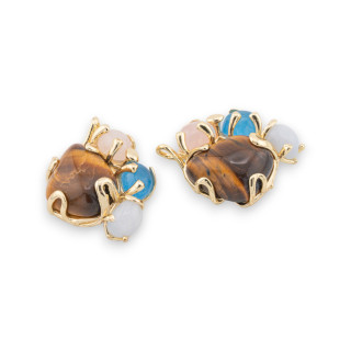 Zentrale Bronzekomponente AURORA-Kollektion mit 4 Natursteinen 26x31mm Golden MOD18