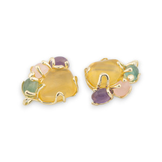 Zentrale Bronzekomponente AURORA-Kollektion mit 4 Natursteinen 26x31mm Golden MOD3