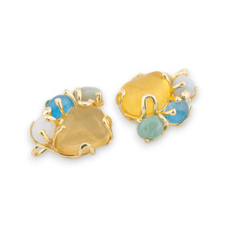 Central Bronze Component AURORA Collection With 4 Natural Stones 26x31mm Golden MOD4