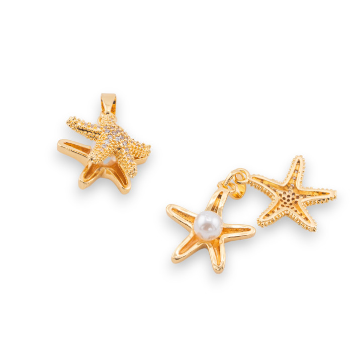 Componente Pendente Charms Di Bronzo Con Cristalli CZ 15x20mm 6pz
