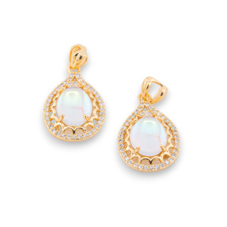 Colgante de Bronce con Cristales CZ 14x25mm 6ud