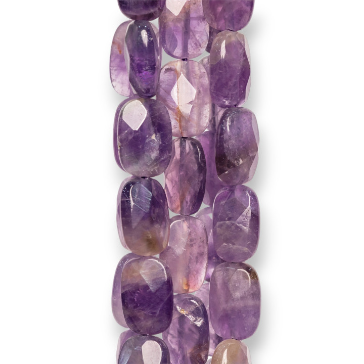 Amethyst Rechteck flach facettiert 10x14mm rau klar