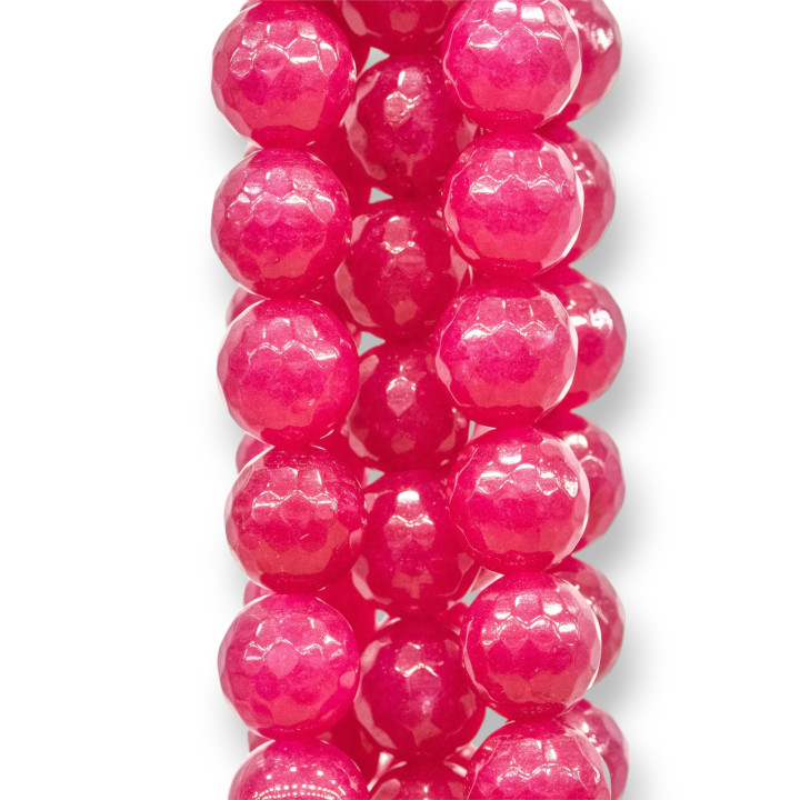 Ruby Jade Faceted Round Bead 16mm