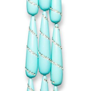 Gota 2 Agujeros Con Strass 15x40mm Pasta Turquesa 10uds