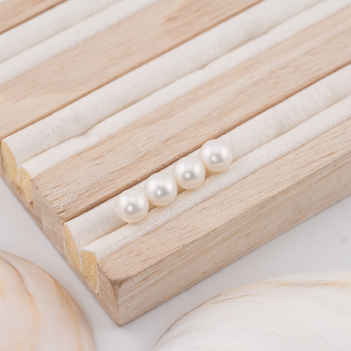 River Pearls 1 trou rond (AAAA) 7,5-8,0 mm 12 paires blanc